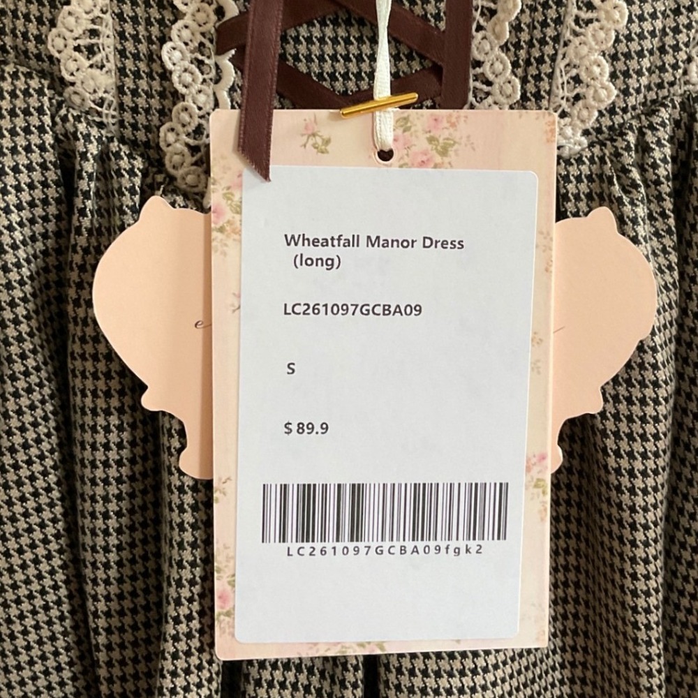 Lace Made Wheatfall Manor Dress Brown Houndstooth Size Small New With Tags - Picture 8 of 8